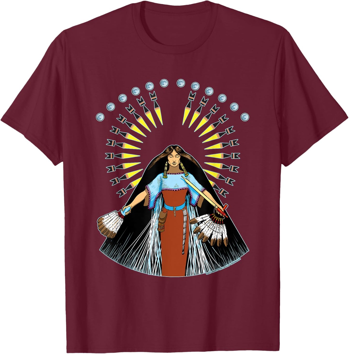White Buffalo Calf Woman T-Shirt - T-Shirt | Maroon