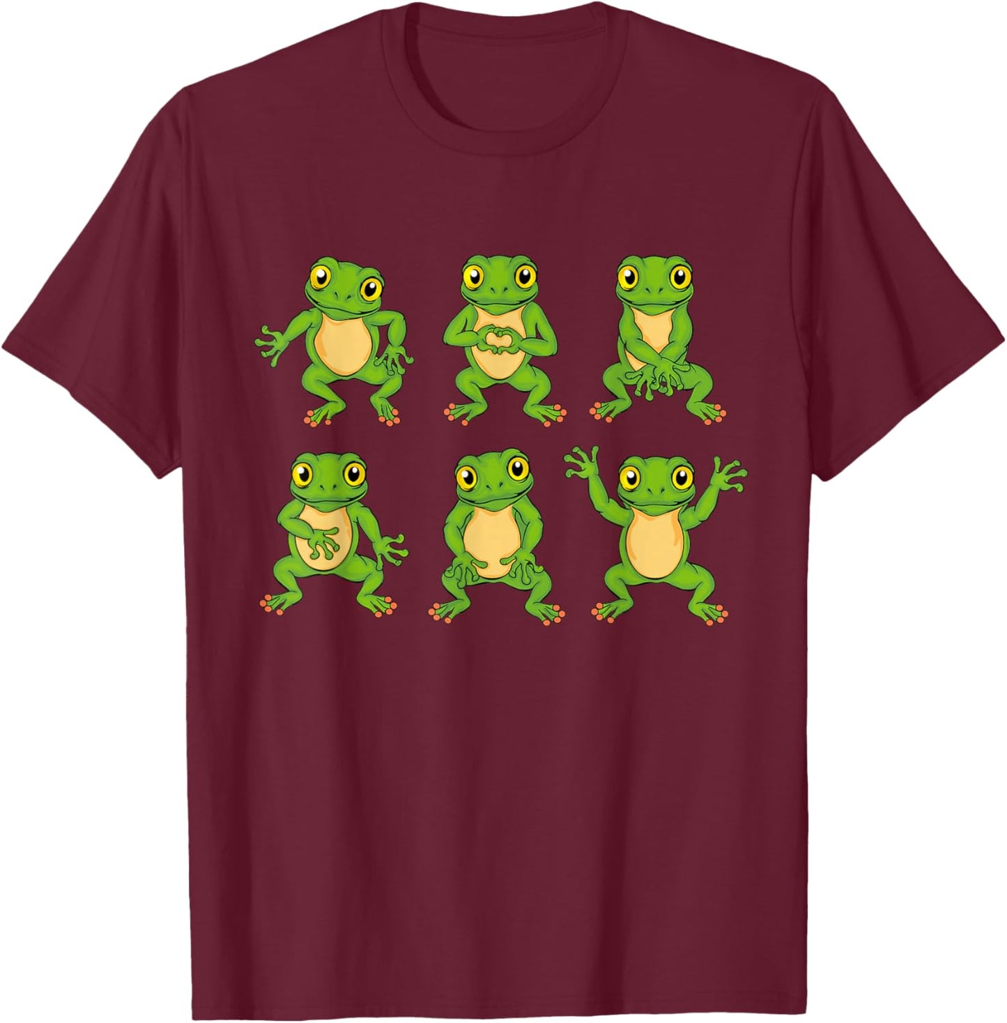 Frog Lovers Children Cute Dancing Frogs T-Shirt - T-Shirt | Maroon