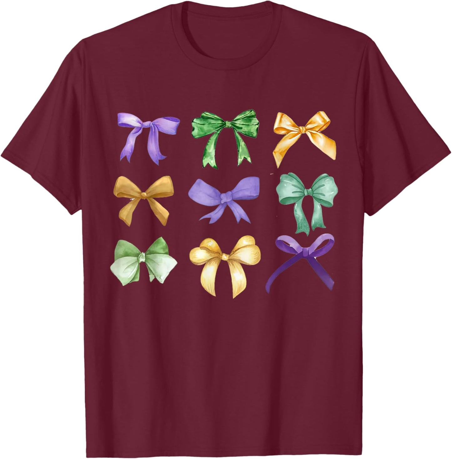 Retro Mardi Gras Coquette Bow Louisiana New Orleans Costume , Black, Short Sleeve, Size S T-Shirt - T-Shirt | Maroon