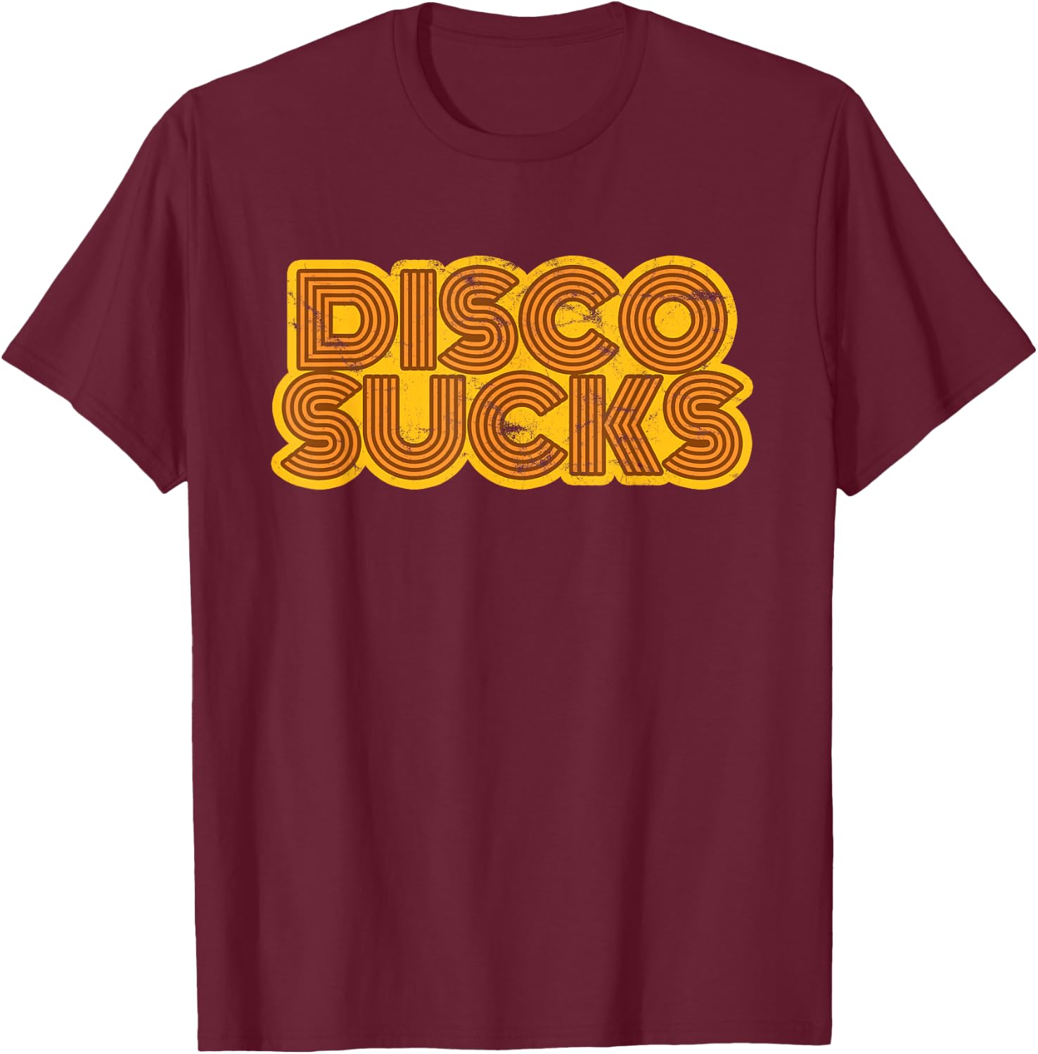 Disco Sucks Vintage Style Funny Concert 70s Distressed T-Shirt - T-Shirt | Maroon