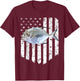 Black White American Flag Pompano 4th Of July Fish T-Shirt - T-Shirt | Maroon