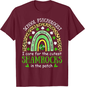 I Teach Cutest Shamrocks School Psychologist St Patricks Day T-Shirt - T-Shirt | Maroon