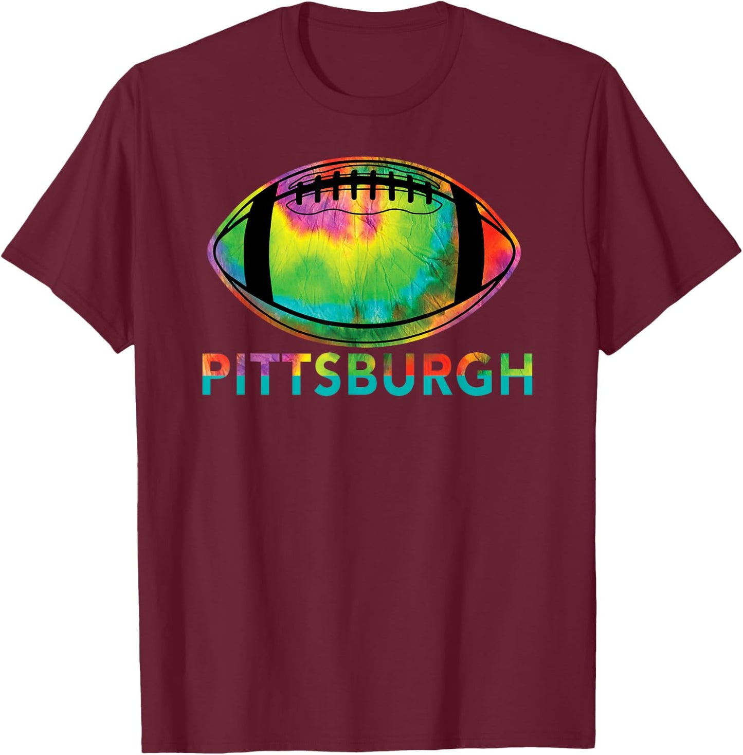 Tie Dye Cool Football Design Apparel Pittsburgh T-Shirt - T-Shirt | Maroon