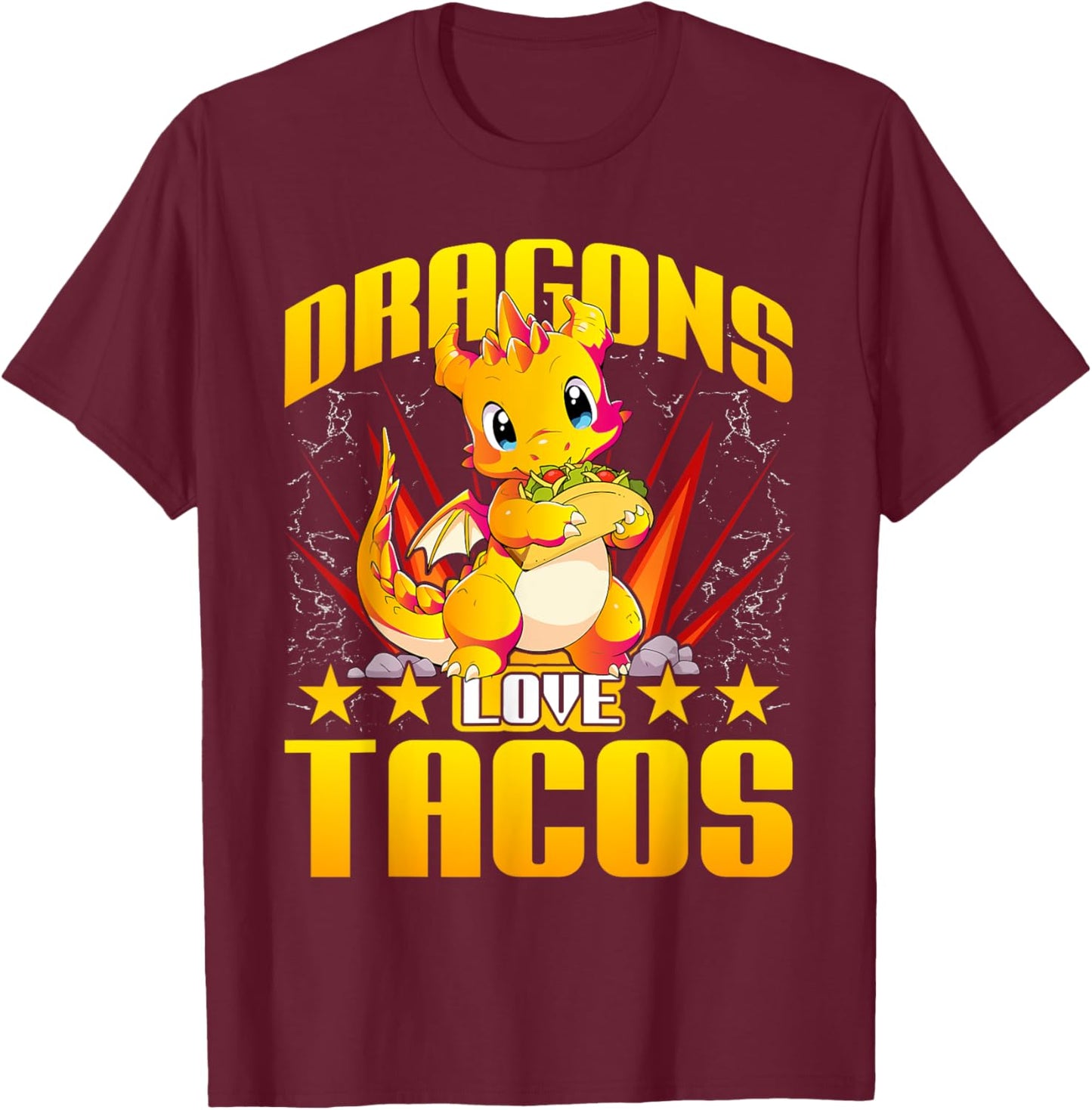 Dragons Love Tacos Shirt Adult Kids Dragon Lovers T-Shirt - T-Shirt | Maroon