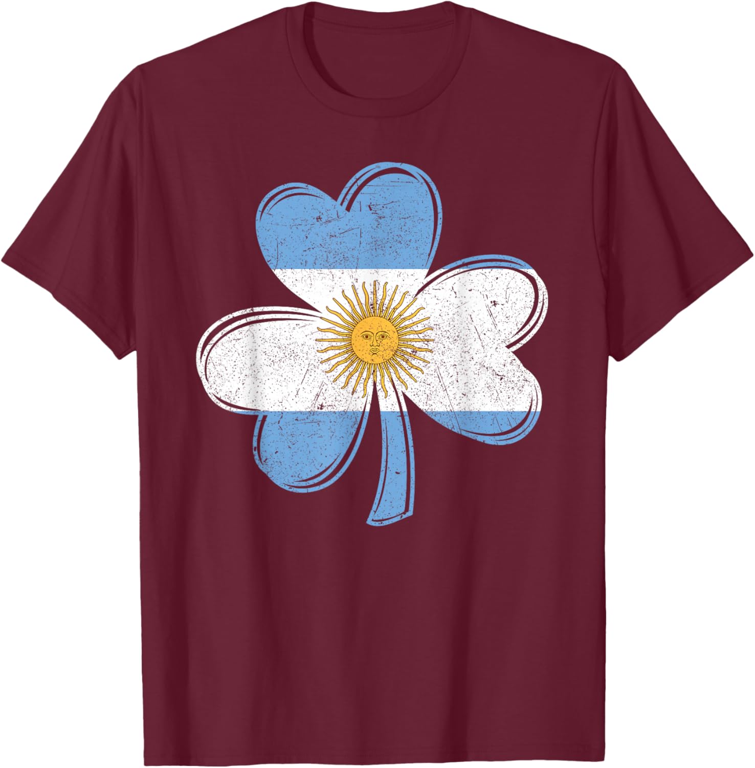 Argentina Flag Shamrock Irish Patriotic Patricks Day Retro T-Shirt - T-Shirt | Maroon