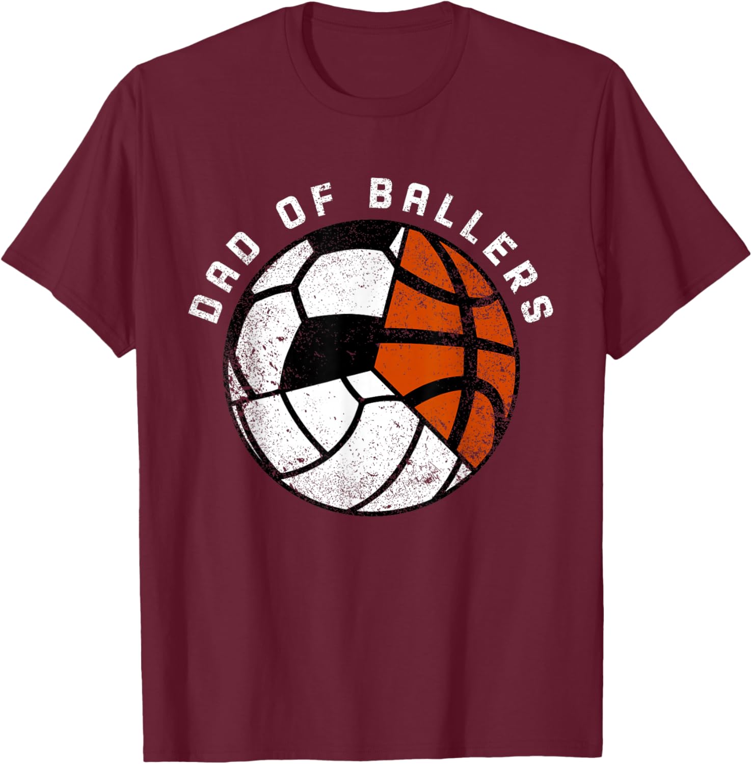 Dad Of Ballers Funny Volleyball Soccer Basketball Dad T-Shirt - T-Shirt | Maroon