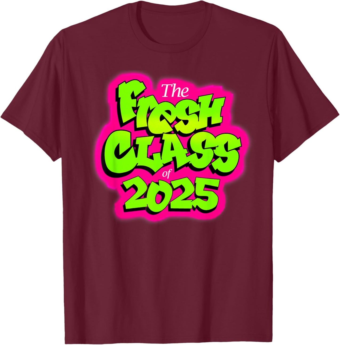 Class of 2025 Senior Fresh 90s TV Style Retro Graduation T-Shirt - T-Shirt | Maroon