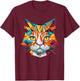 Whiskered Kaleidoscope: Geometric Colorful Abstract Cat Women Kids T-Shirt - T-Shirt | Maroon