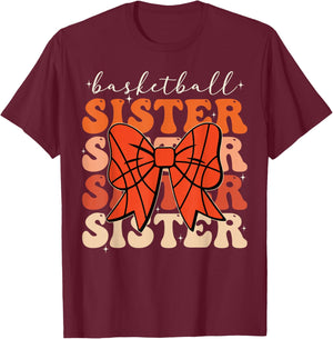 Basketball Sister Vintage Sport Lover Sister Mothers Da T-Shirt - T-Shirt | Maroon