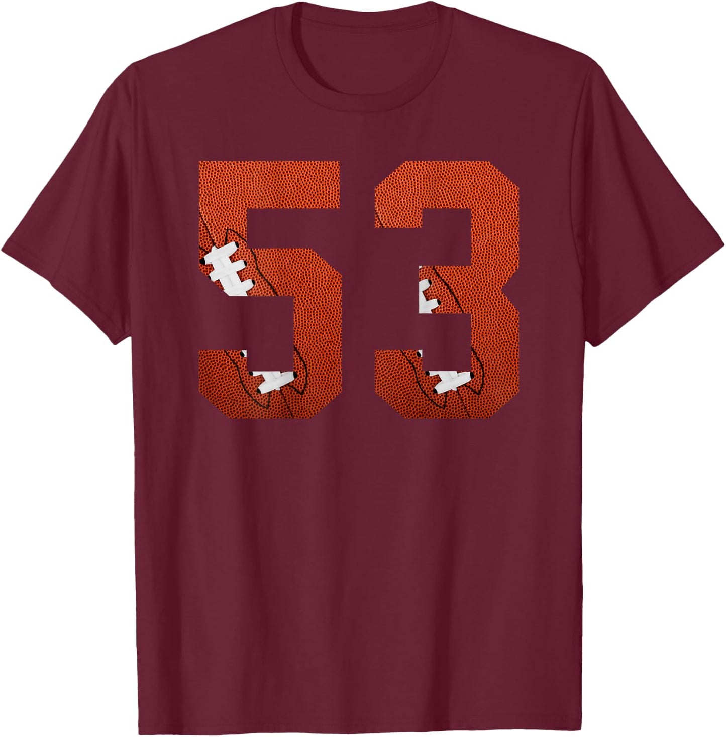 Number 53 BACKSIDE - American Football Jersey Numbered T-Shirt - T-Shirt | Maroon