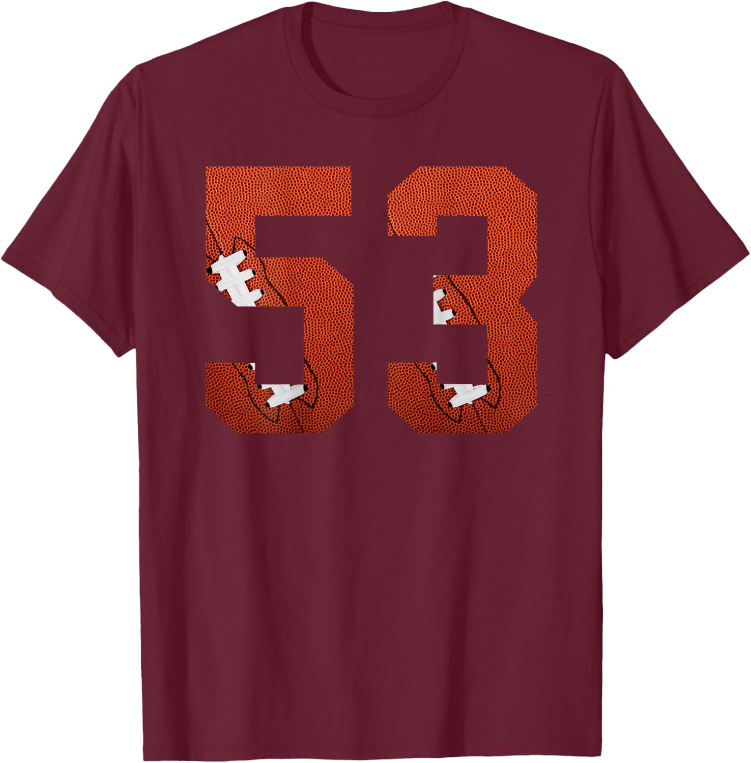 Number 53 BACKSIDE - American Football Jersey Numbered T-Shirt - T-Shirt | Maroon