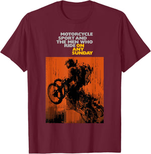 On Any Sunday 1971 Vintage Motorcycle Movie Poster T-Shirt - T-Shirt | Maroon