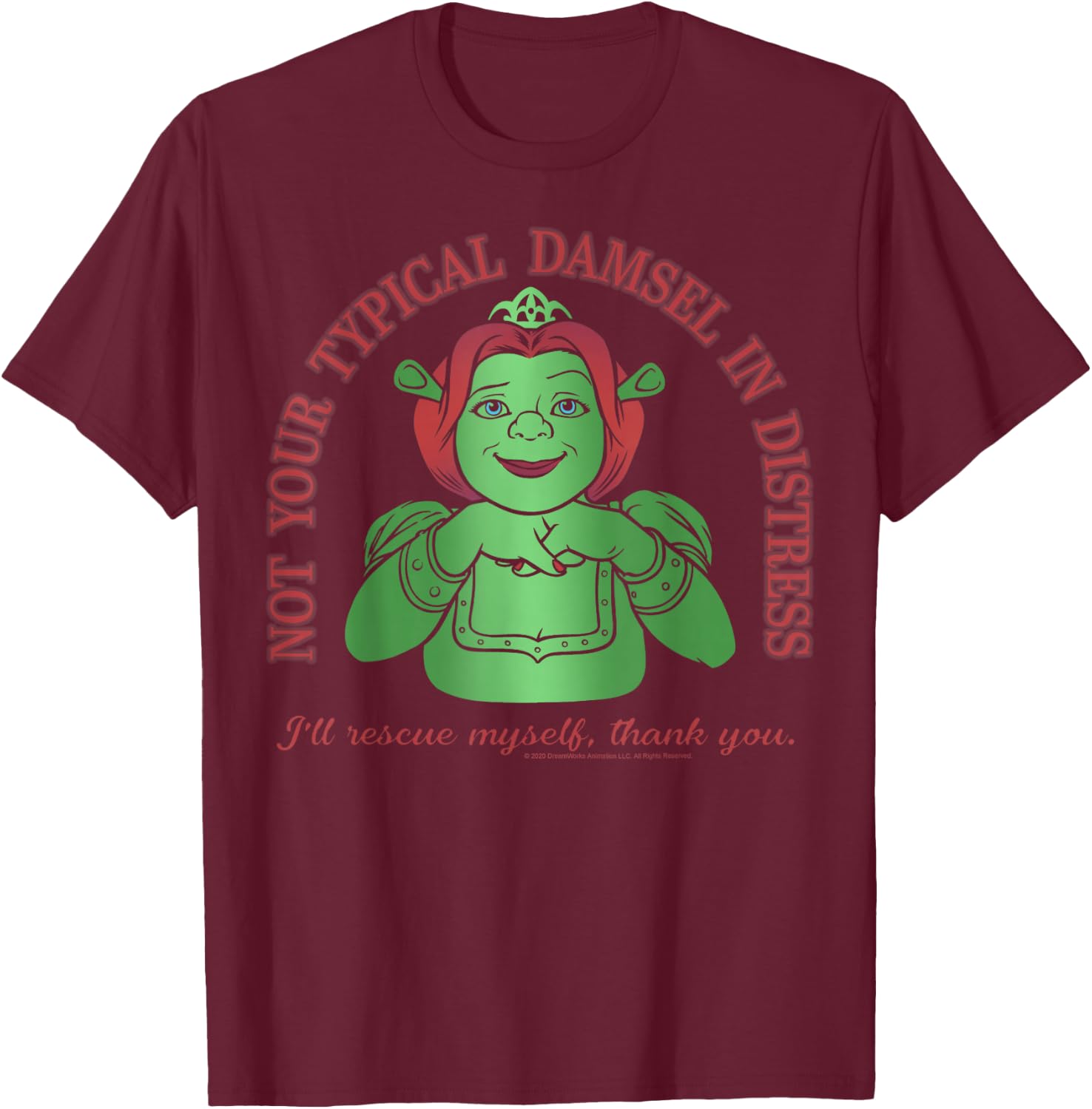 Shrek Fiona Not Your Typical Damsel in Distress T-Shirt - T-Shirt | Maroon