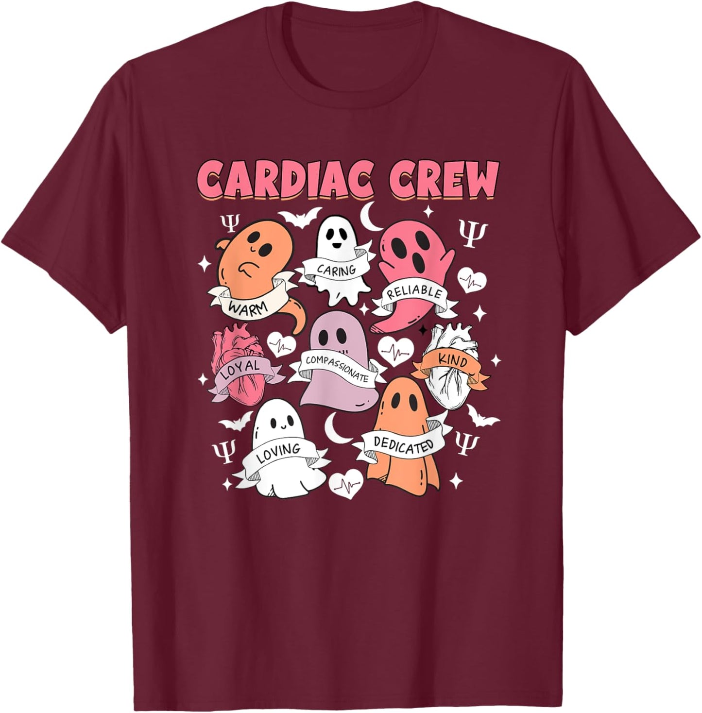 Cardiac Crew Cardiology Nurse Cardiologist Boo Halloween T-Shirt - T-Shirt | Maroon