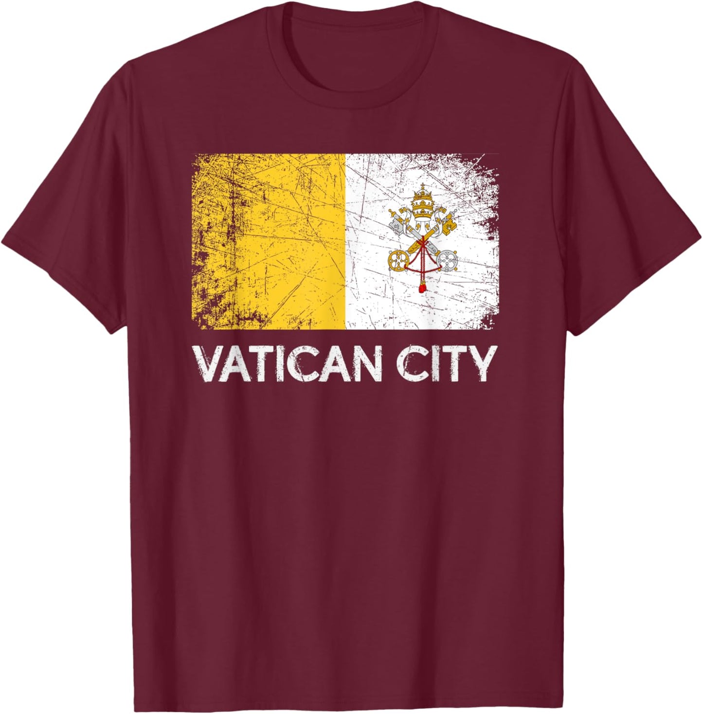 Vatican Flag | Vintage Made In Vatican Gift T-Shirt - T-Shirt | Maroon