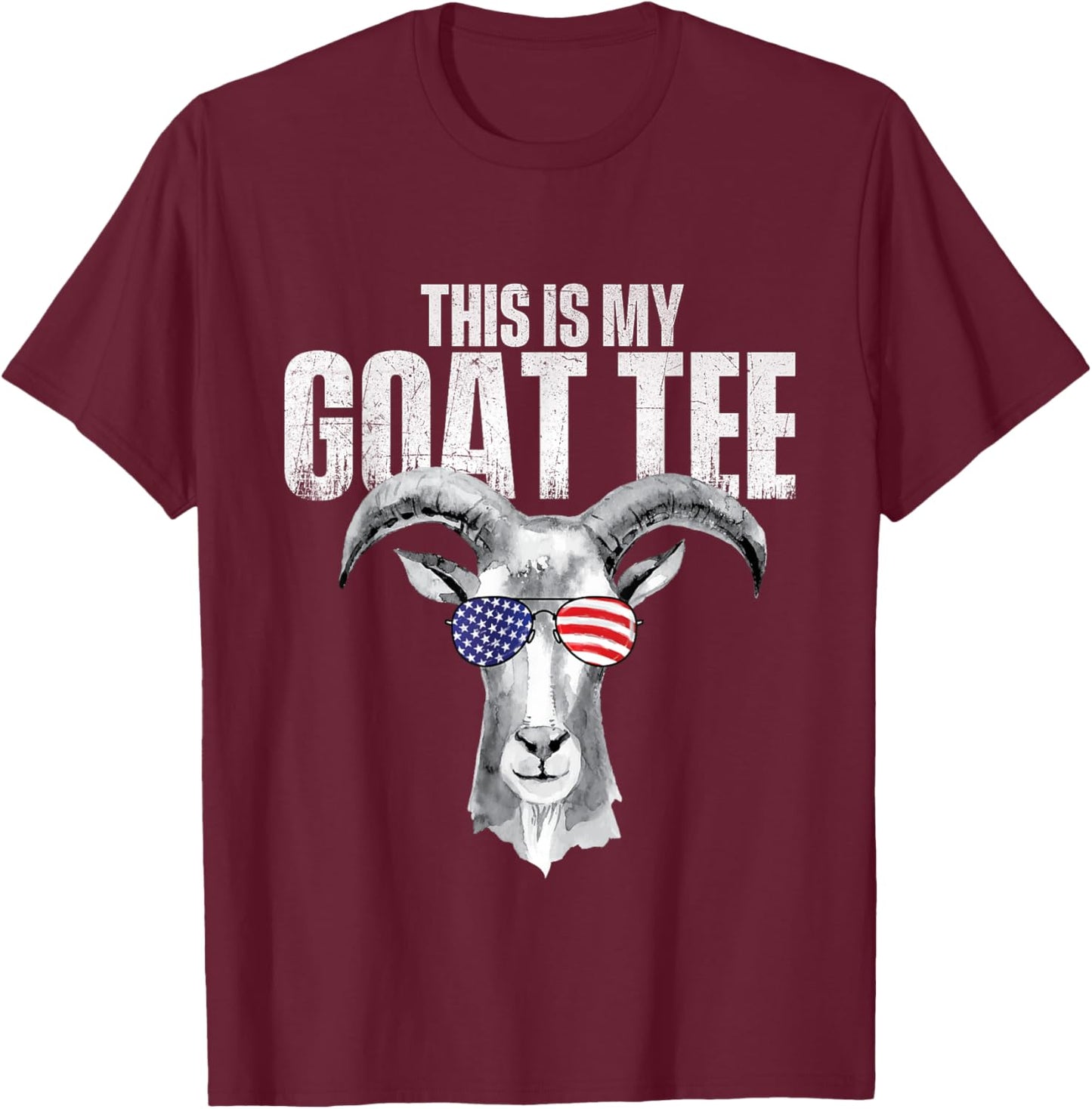 This Is My Goat - USA American Flag Goats Farm Animal Girls Kids Men T-Shirt - T-Shirt | Maroon