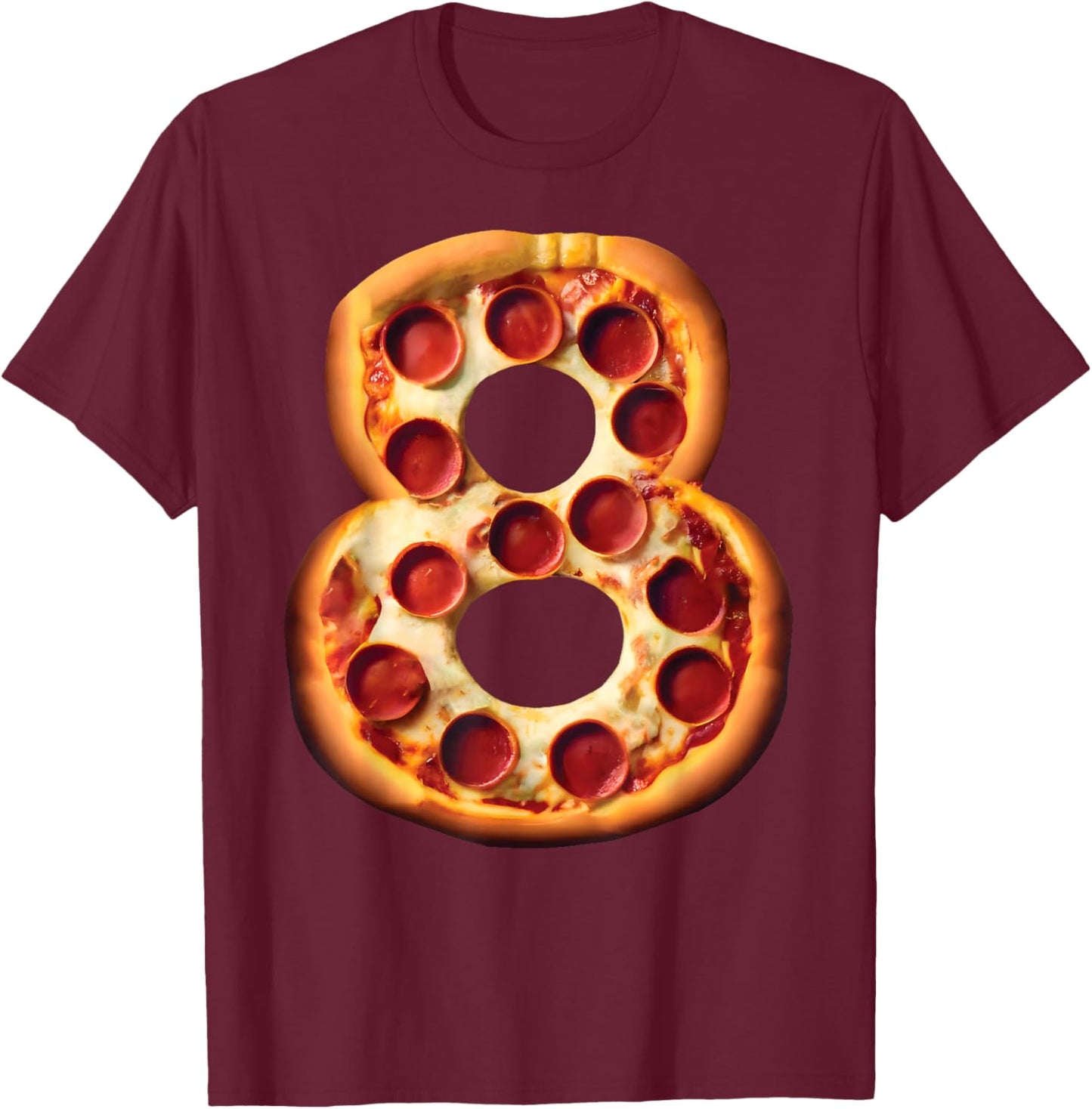 8th Birthday Pizza Party Boys Cheese Kids Pie Eight Bday Boy T-Shirt - T-Shirt | Maroon