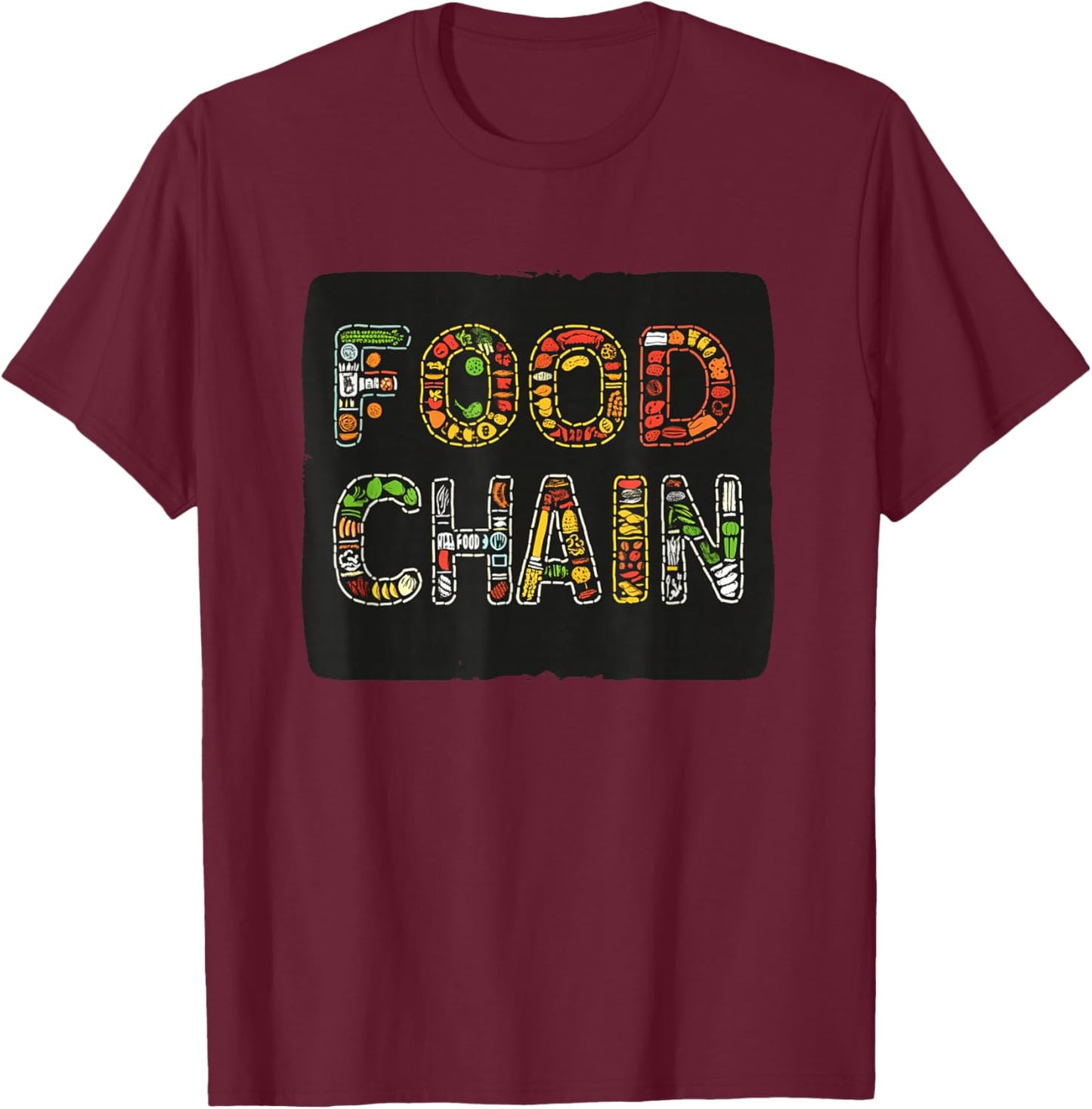 Awesome Food Chain Costume for Boys and Girls T-Shirt - T-Shirt | Maroon