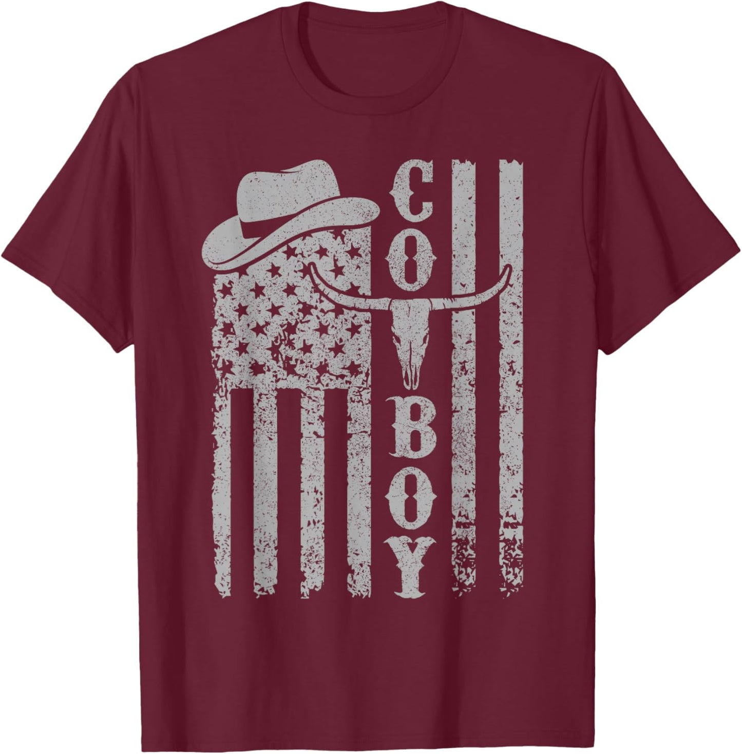 Western Country Men Teen Boy Kid Rodeo Southern Retro Cowboy T-Shirt - T-Shirt | Maroon