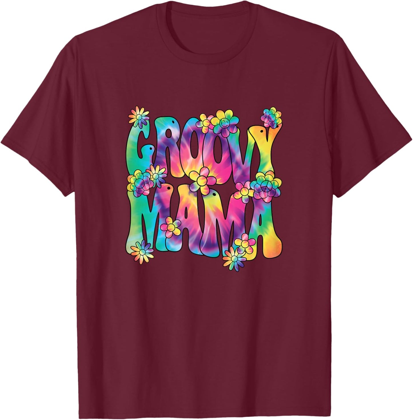 Groovy Mama Mom Hippie 60s 70s Retro Party Outfit Women T-Shirt - T-Shirt | Maroon