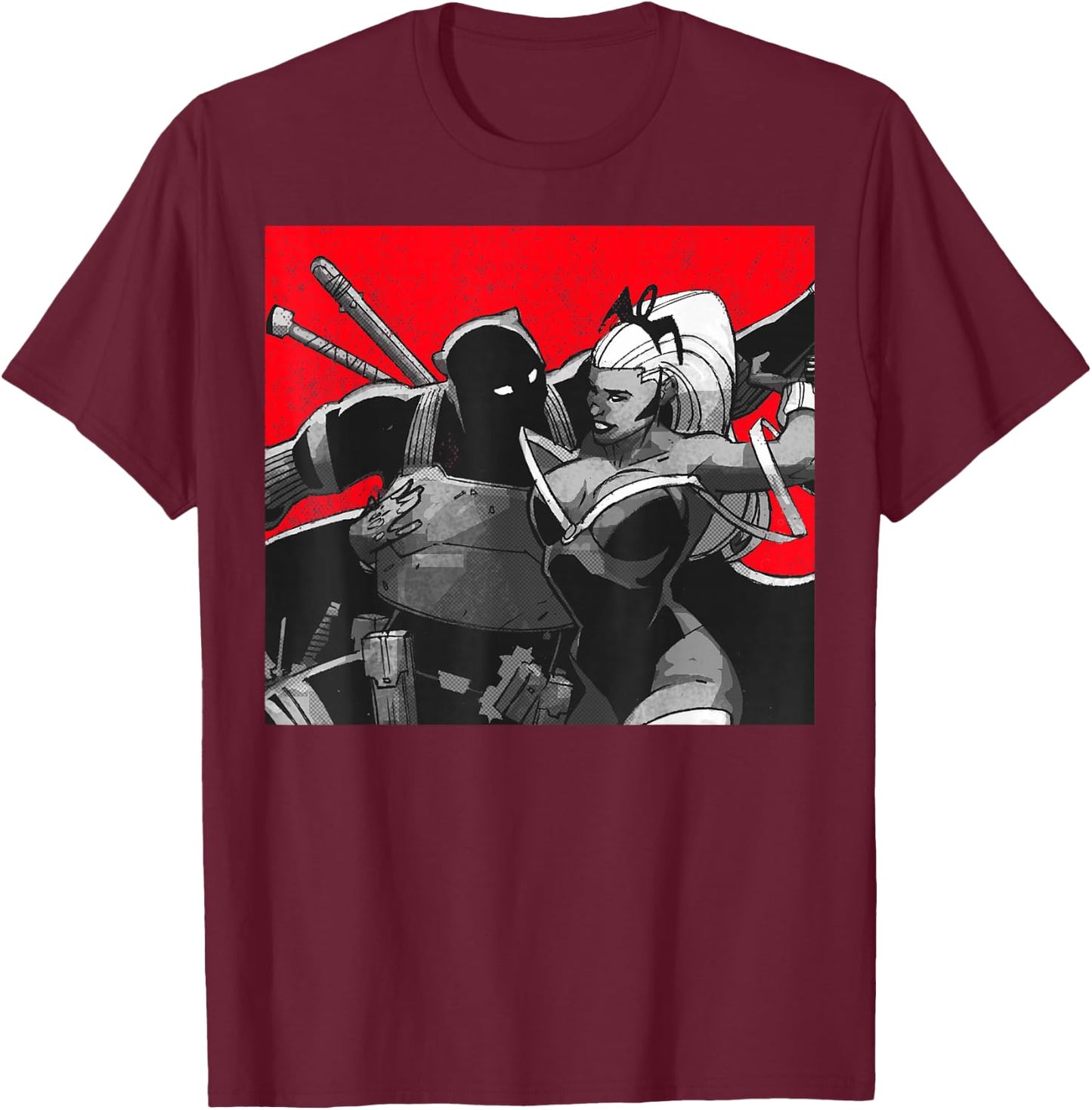 Marvel Black Panther & Storm Kanji Portrait T-Shirt - T-Shirt | Maroon
