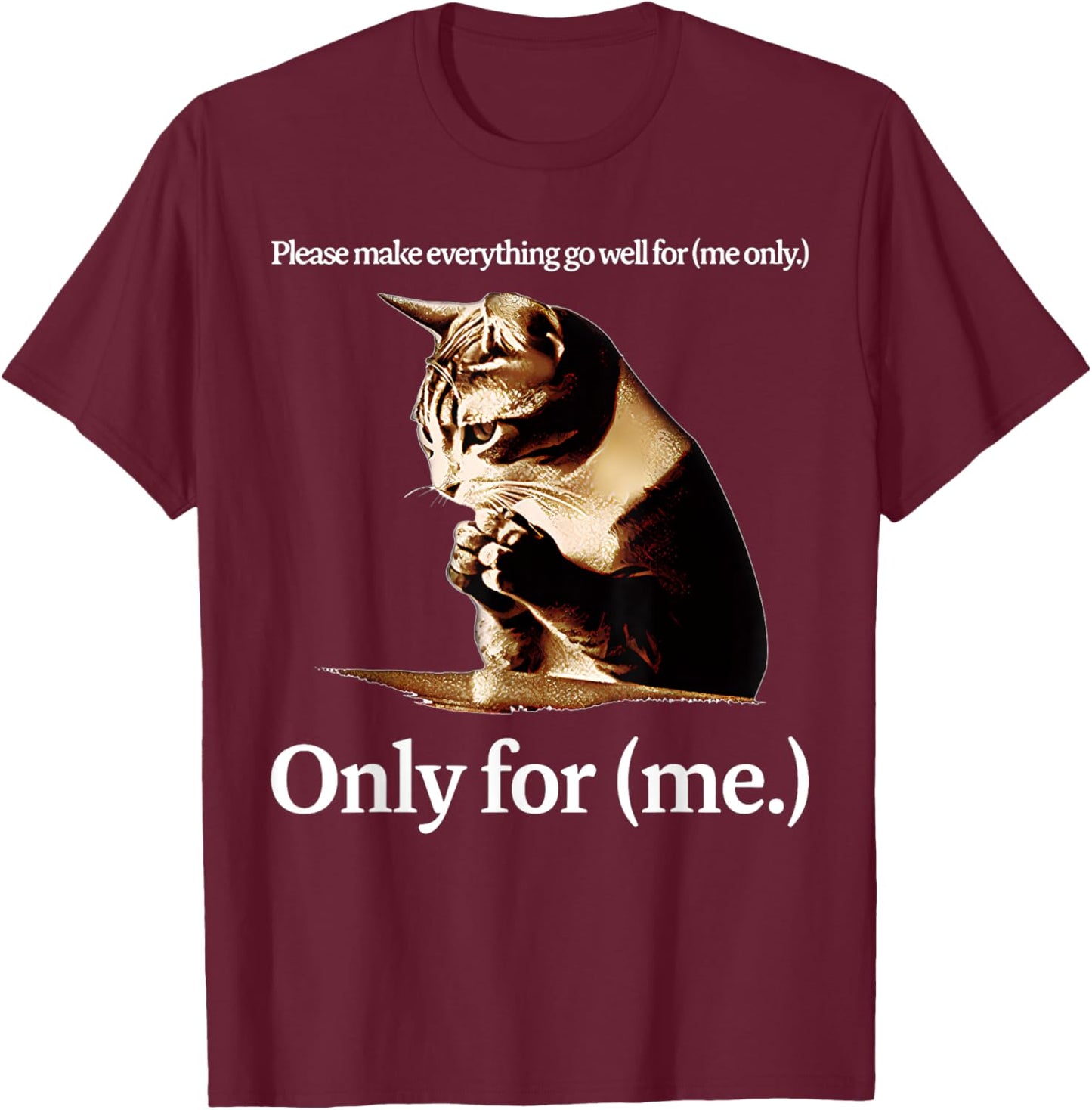 Cat Jesus Please Make Everything Go Well For Only For (Me) T-Shirt - T-Shirt | Maroon