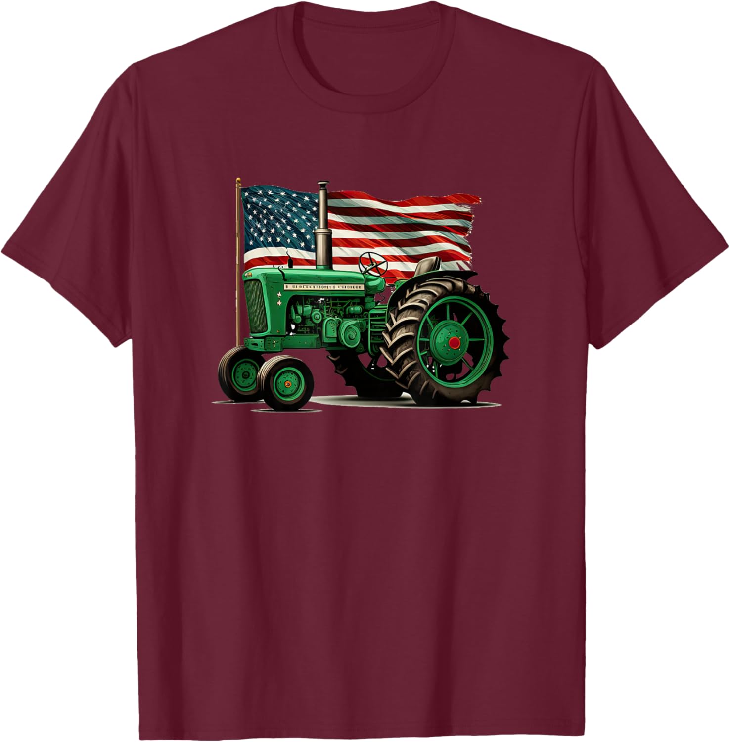 Agriculture Farm Tractor USA Flag Tractor American Farm USA T-Shirt - T-Shirt | Maroon