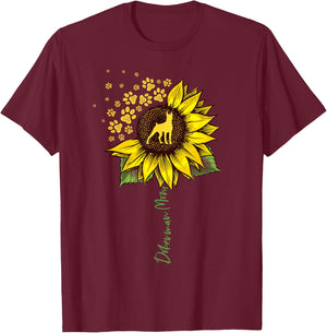Doberman Mom Sunflower Doberman Pinscher Gifts Dog Mom Mama T-Shirt - T-Shirt | Maroon