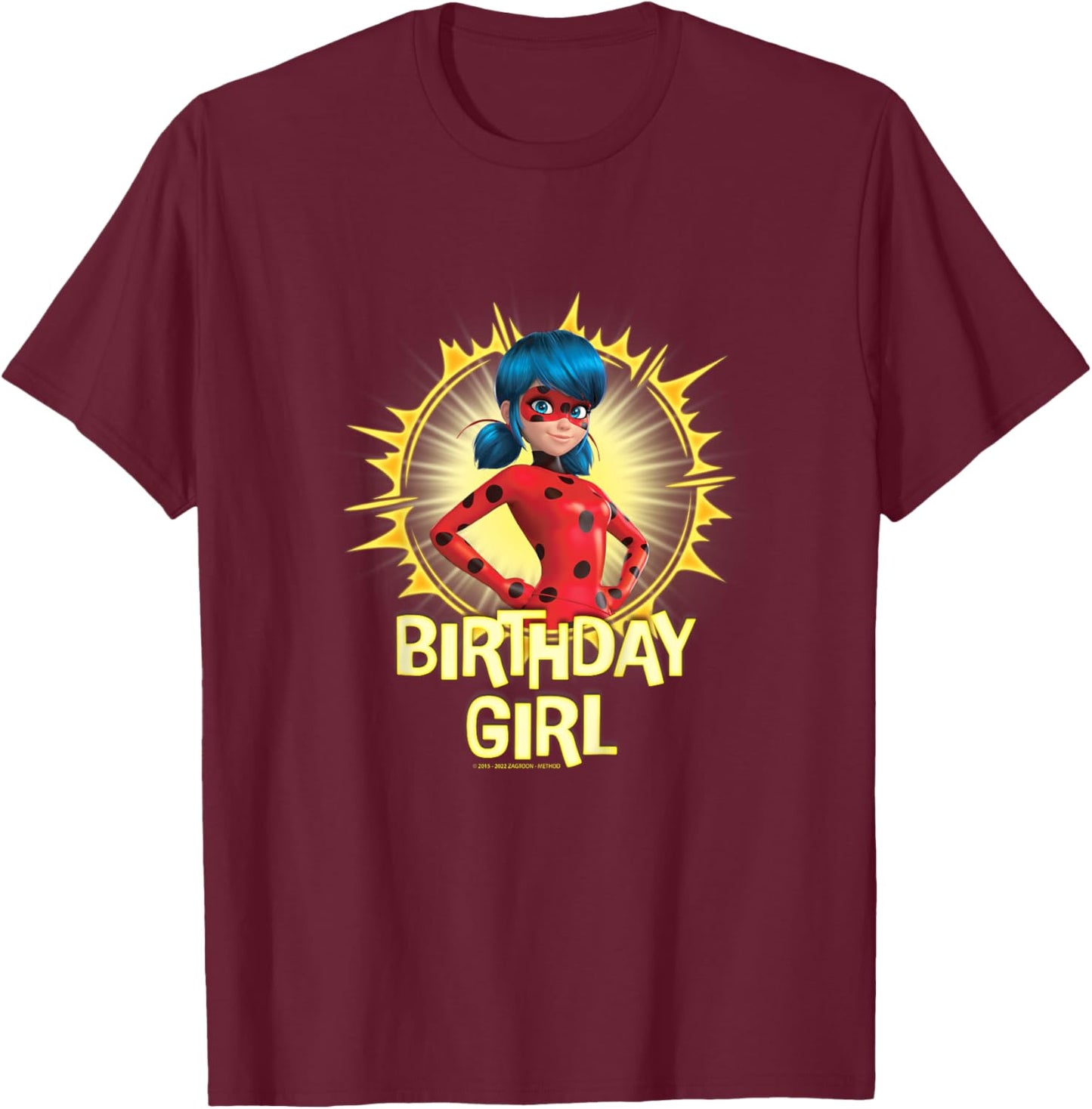 Kids Miraculous Lady Bug - Birthday Girl T-Shirt - T-Shirt | Maroon