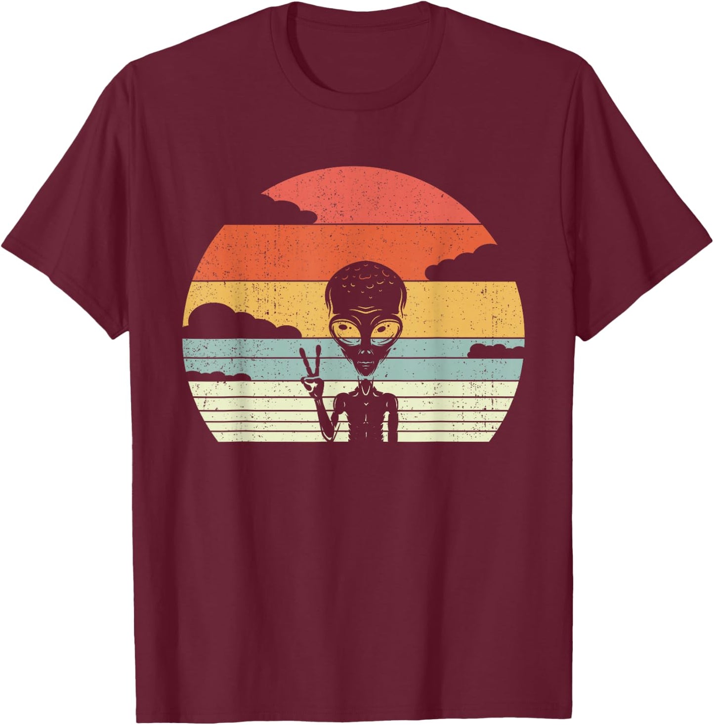 Retro Alien Extraterrestrial Space - Vintage Alien T-Shirt - T-Shirt | Maroon