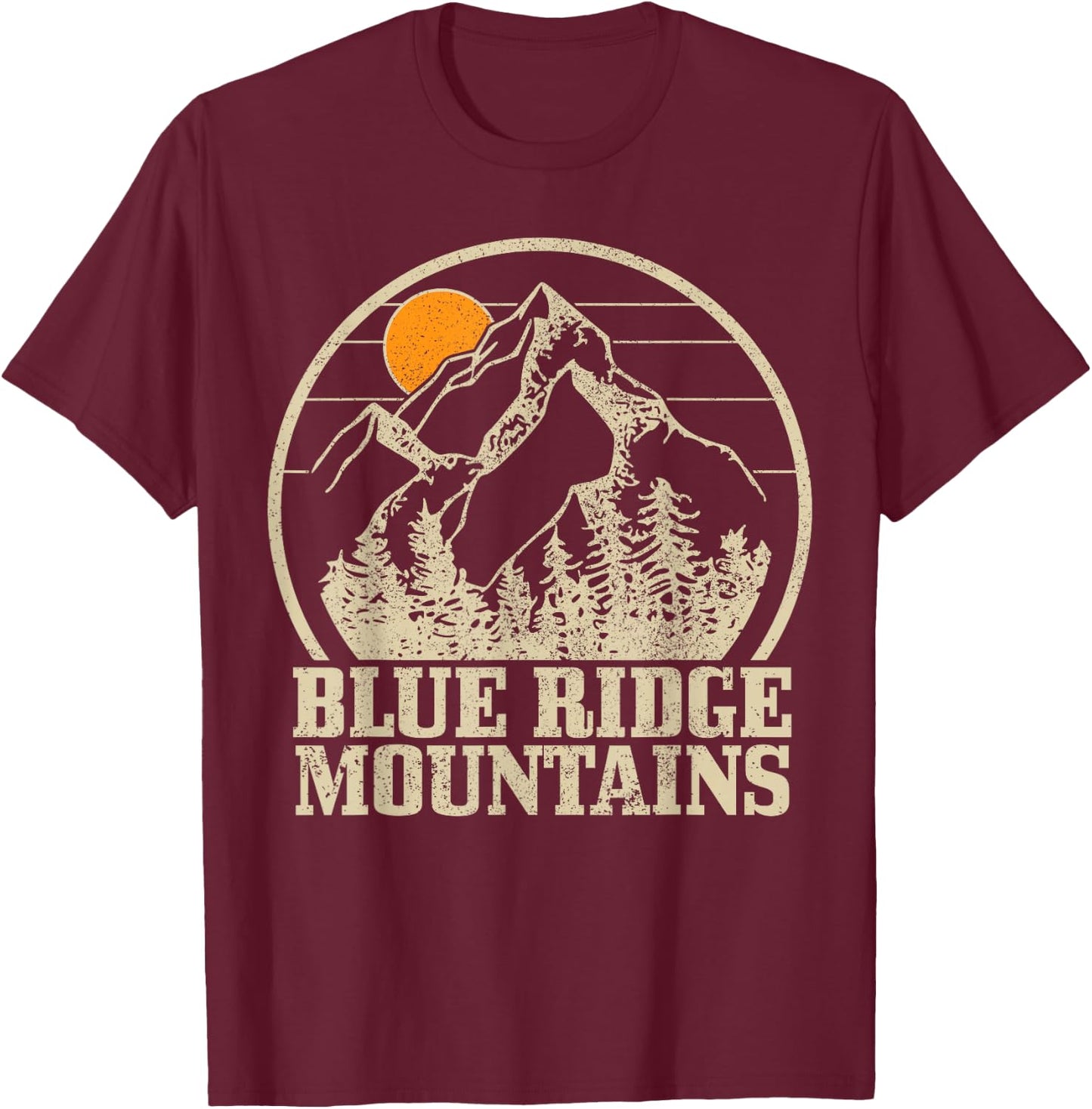 Blue Ridge Mountains Vintage Mountains USA America Souvenir T-Shirt - T-Shirt | Maroon