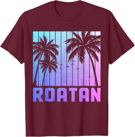 Roatan Beach Honduras Surfer Vintage Souvenir T-Shirt - T-Shirt | Maroon