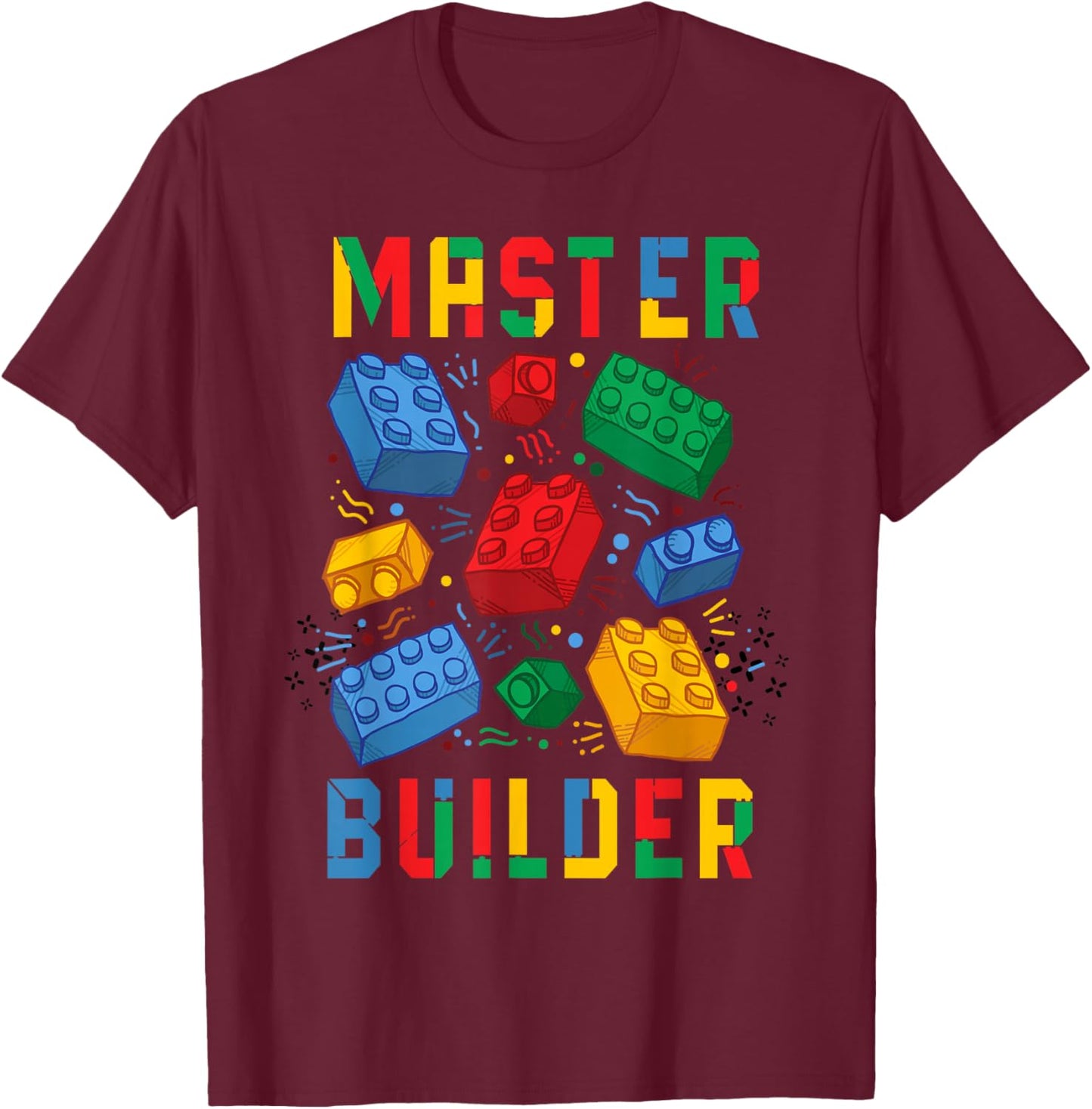 Brick Builder Funny Blocks Building Master Builder T-Shirt - T-Shirt | Maroon