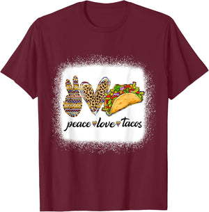 Peace Love Tacos Shirt Cute Taco Tuesday Mexican Food Lovers T-Shirt - T-Shirt | Maroon