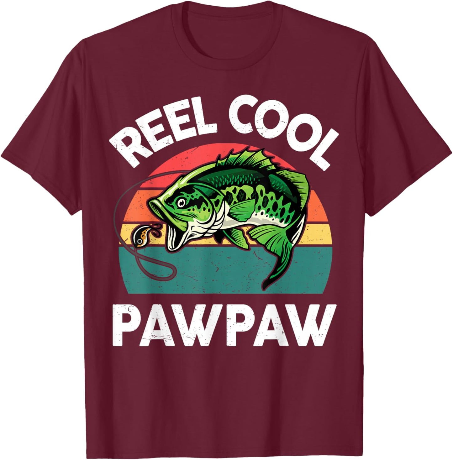 Reel Cool Pawpaw Fathers Day Gift Grandpa Dad Papa Fishing T-Shirt - T-Shirt | Maroon