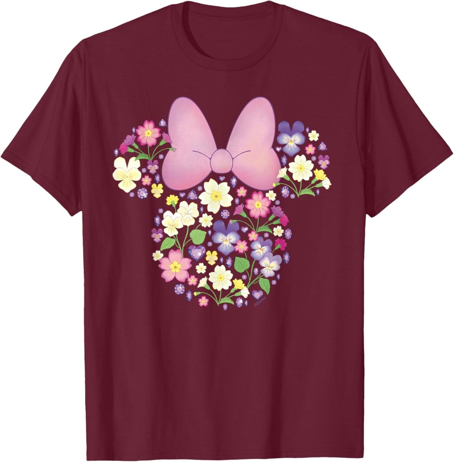 Disney Minnie Mouse February Birth Month Birthstone & Flower Small T-Shirt - T-Shirt | Maroon