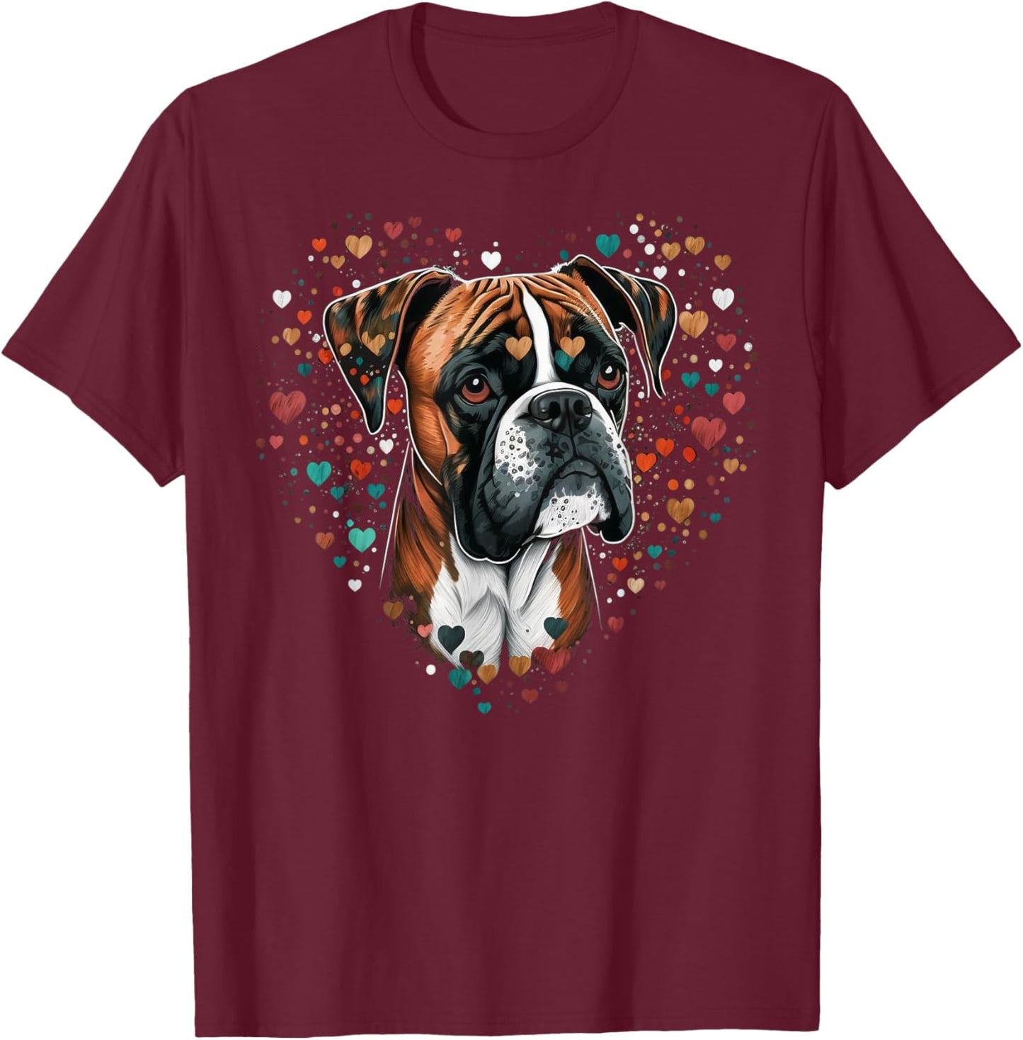 Cute Boxer Dog on Boxer Dog Lover Men Women Kids T-Shirt - T-Shirt | Maroon