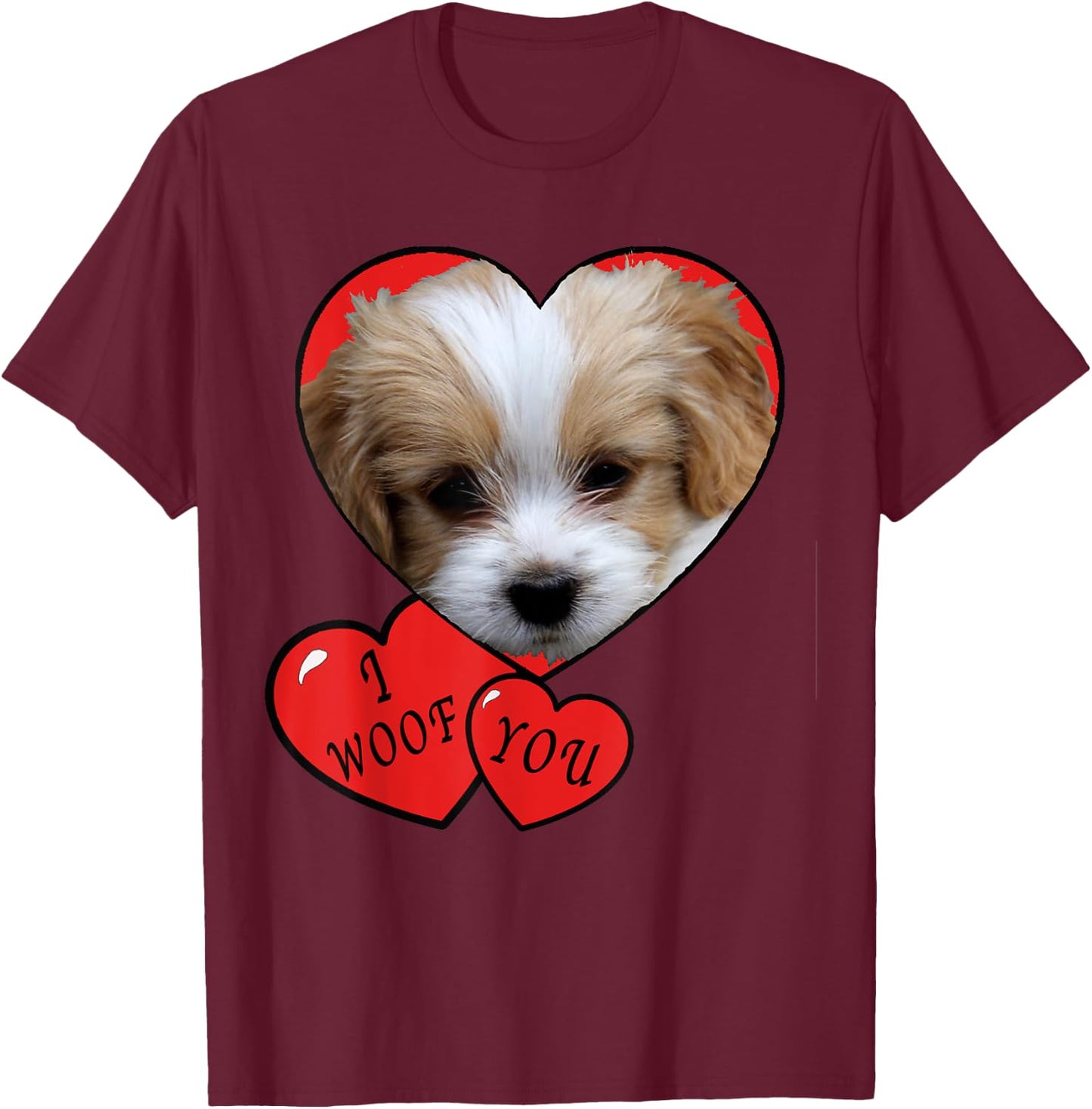 Puppy for Kids, I Woof You Cute I love puppies T-Shirt - T-Shirt | Maroon