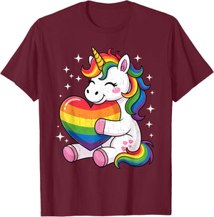 LGBTQ Regenbogen Einhorn Sweet Pride Design für Kinder T-Shirt - T-Shirt | Maroon