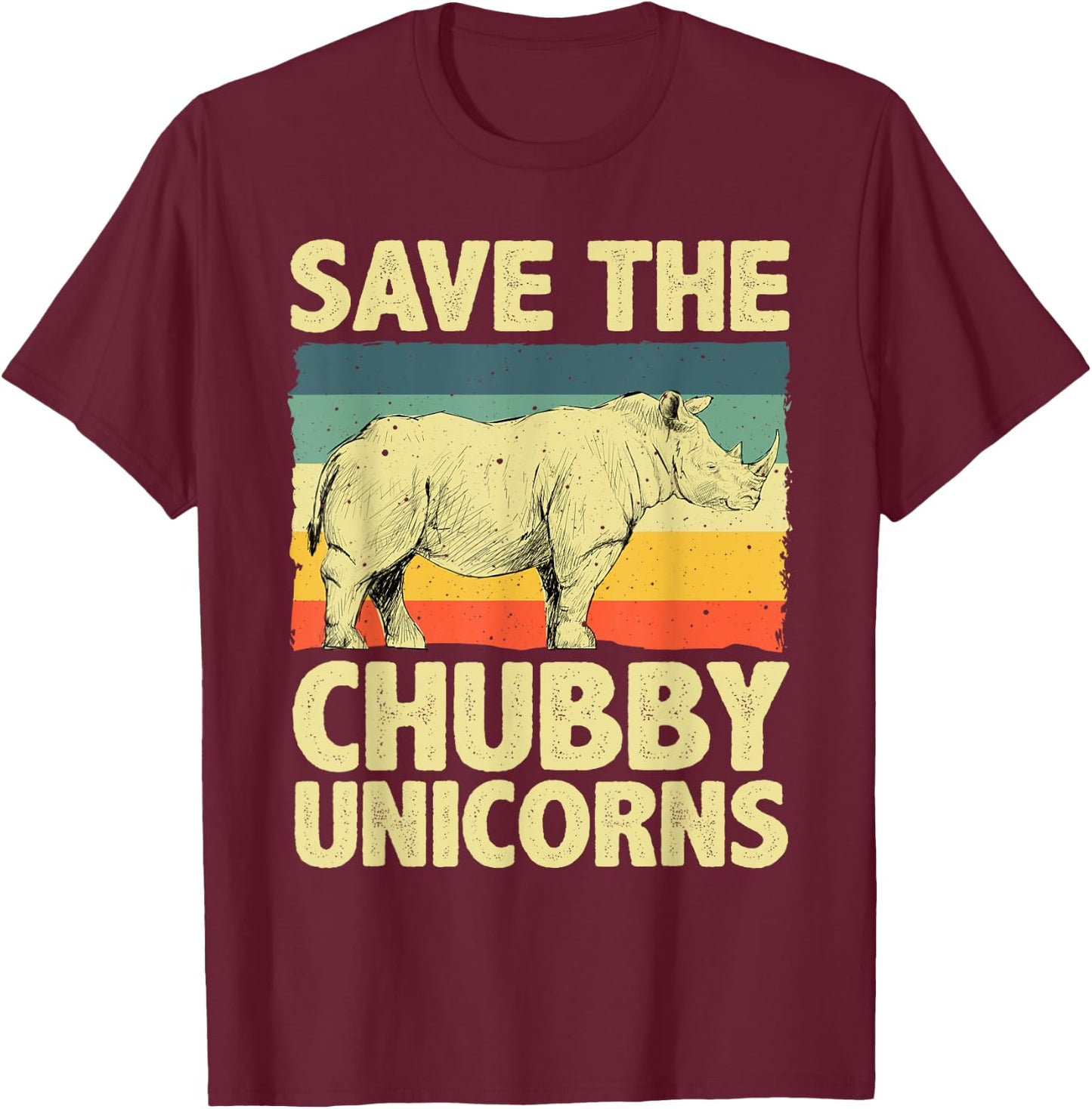 Cool Rhino Women Save The Chubby Unicorn Rhinoceros T-Shirt - T-Shirt | Maroon
