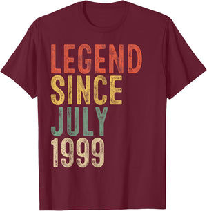 Legend Since July 1999 21st Birthday Gift 21 Year Old T-Shirt - T-Shirt | Maroon