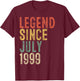 Legend Since July 1999 21st Birthday Gift 21 Year Old T-Shirt - T-Shirt | Maroon