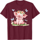 Cute Pig with Flowers I Kids Pig T-Shirt - T-Shirt | Maroon