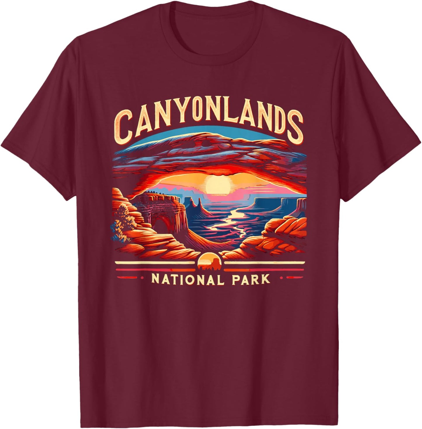 Canyonlands National Park Sunset Landscape Graphic T-Shirt - T-Shirt | Maroon