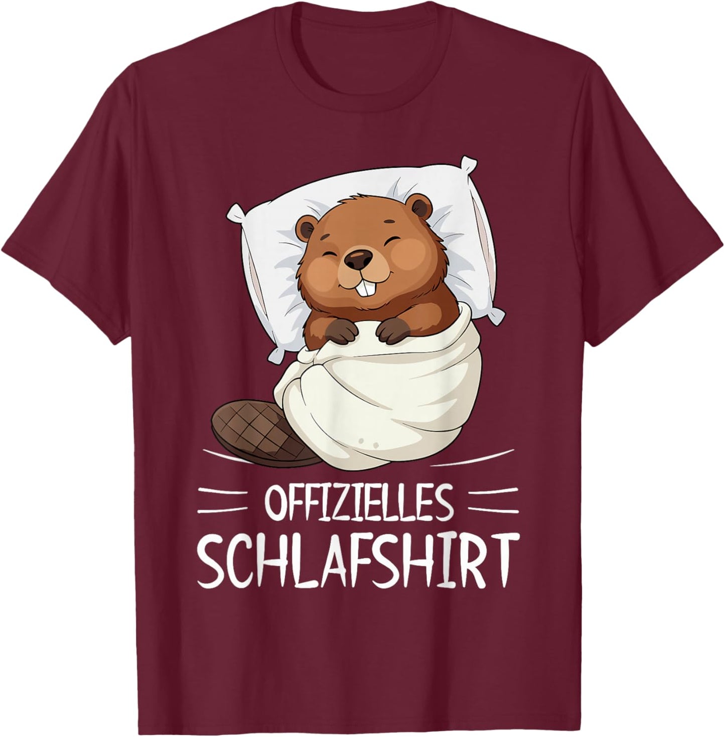 Offizielles Schlafshirt Biber Pyjama Schlafanzug T-Shirt - T-Shirt | Maroon