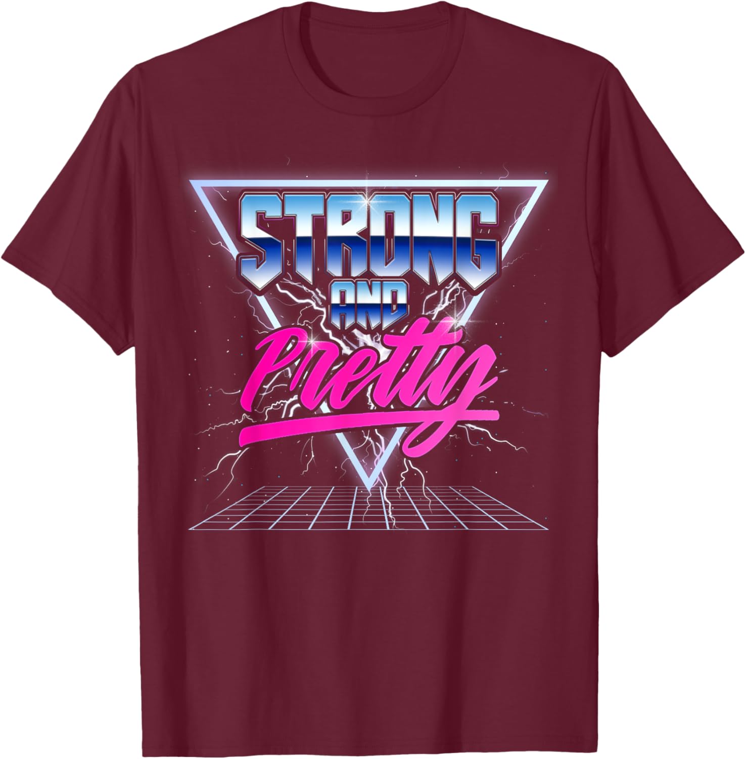 Strong and Pretty 90s 80s Vaporwave Bodybuilding Gym Men T-Shirt - T-Shirt | Maroon