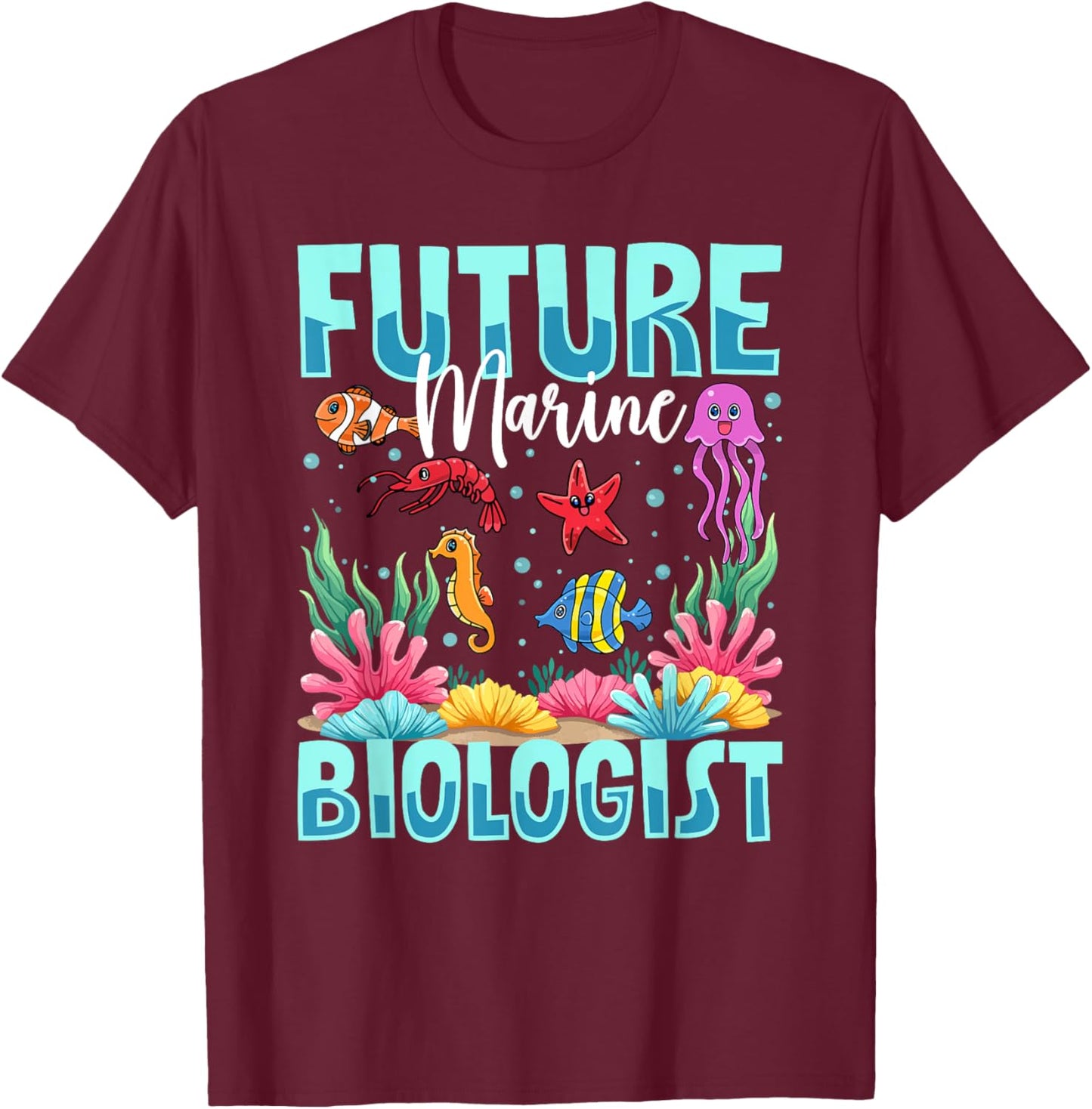 Future Marine Biologist Ocean Life Kids T-Shirt - T-Shirt | Maroon