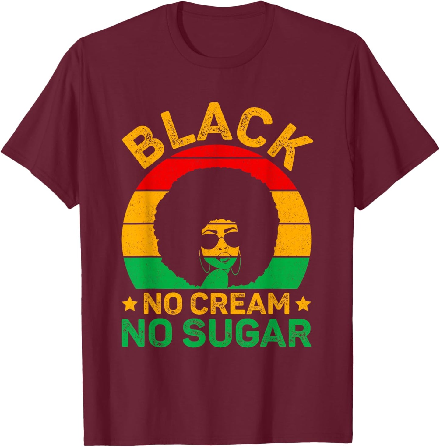 Black No Cream No Sugar T-Shirt - T-Shirt | Maroon