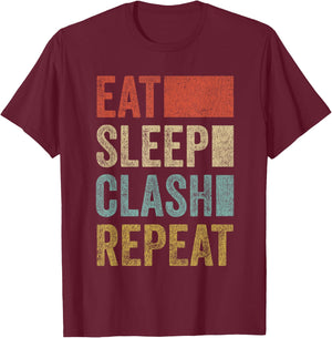 Eat Sleep Clash Repeat Vintage Gaming Clan Retro Clash T-Shirt - T-Shirt | Maroon