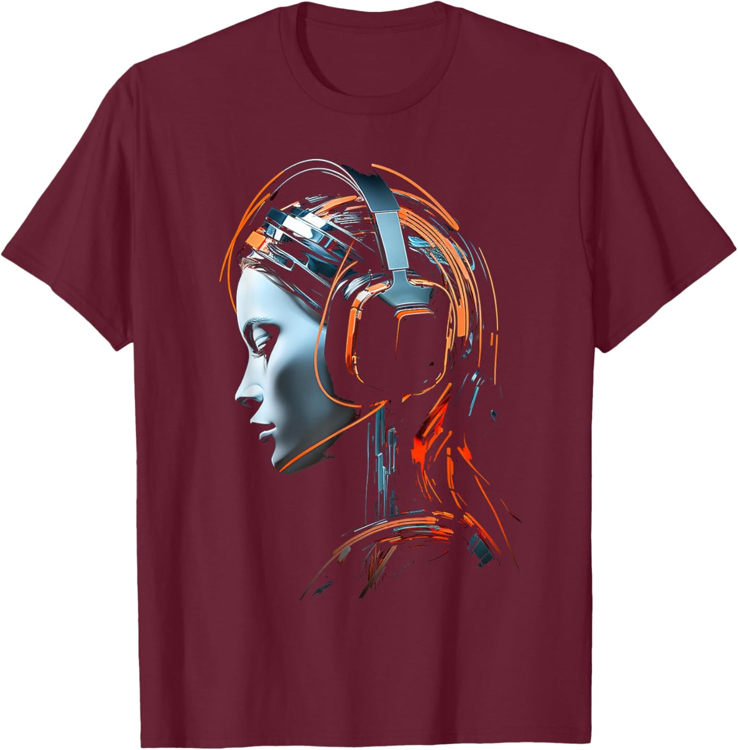 Women Headphones Abstract Art Graphic Artwork Women T-Shirt - T-Shirt | Maroon